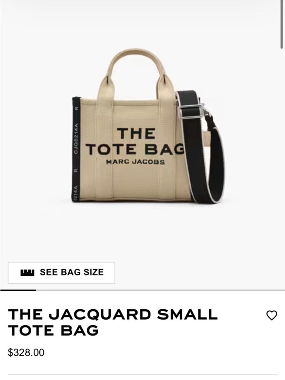 Marc Jacobs Beige Jacquard Small Tote with Black Strap